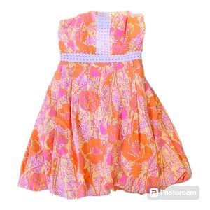 Lilly Pulitzer Strapless Dress in Pink and Orange